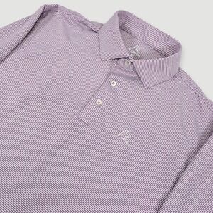 Rhoback Long Sleeve Polo Mens Medium Purple Striped Performance Golf Casual